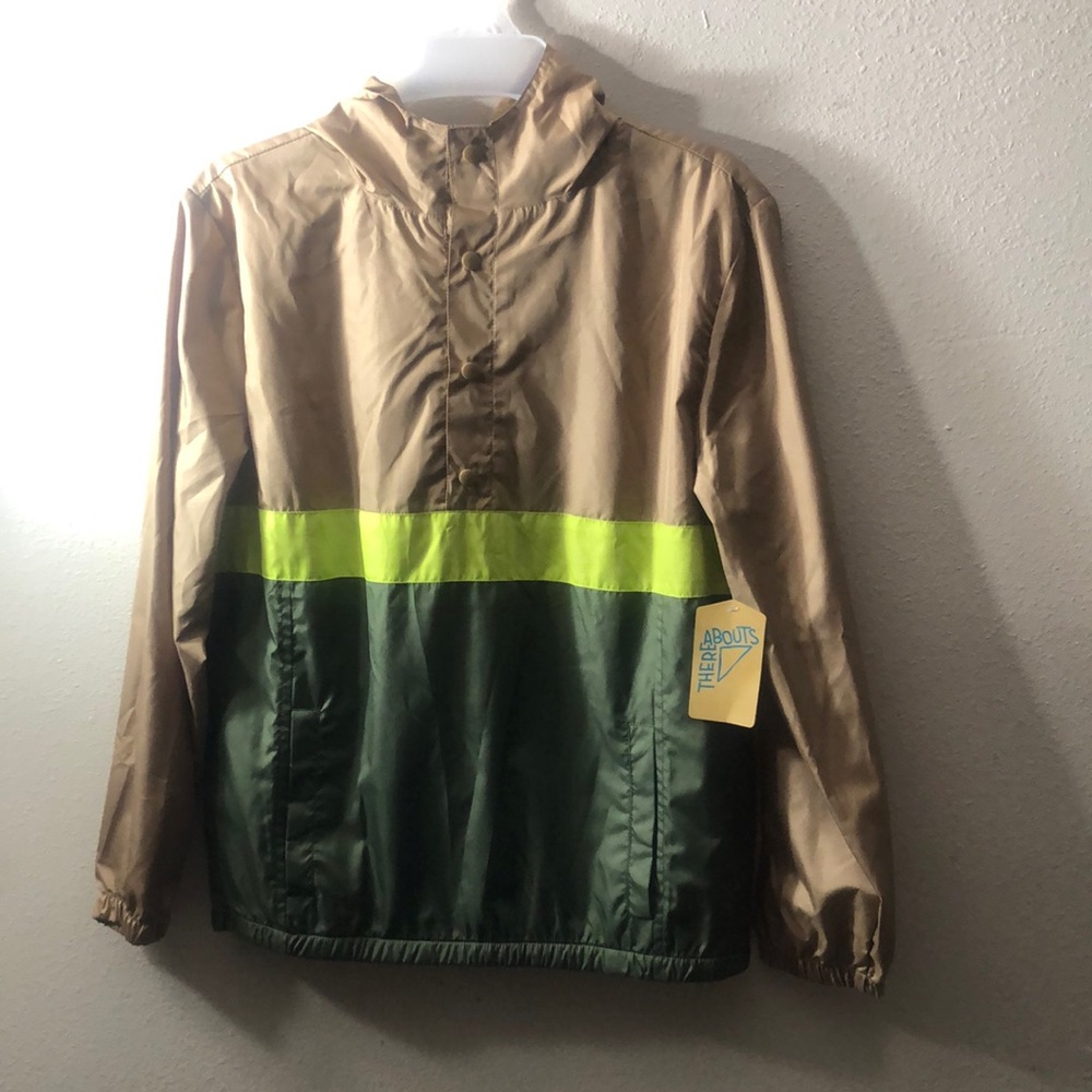 Brown and Green Colorblock Windbreaker